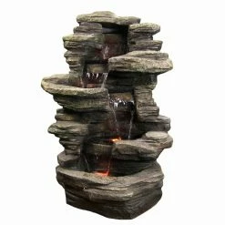 Hot Sale 🥰 Lighted Sunnydaze Decor Stacked Shale Electric Outdoor Waterfall With LED Light 🔔