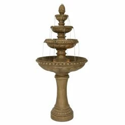 Hot Sale 🥰 Lighted Sunnydaze Decor 4 Tier Eggshell Outdoor Water Fountain With LED Light 😀
