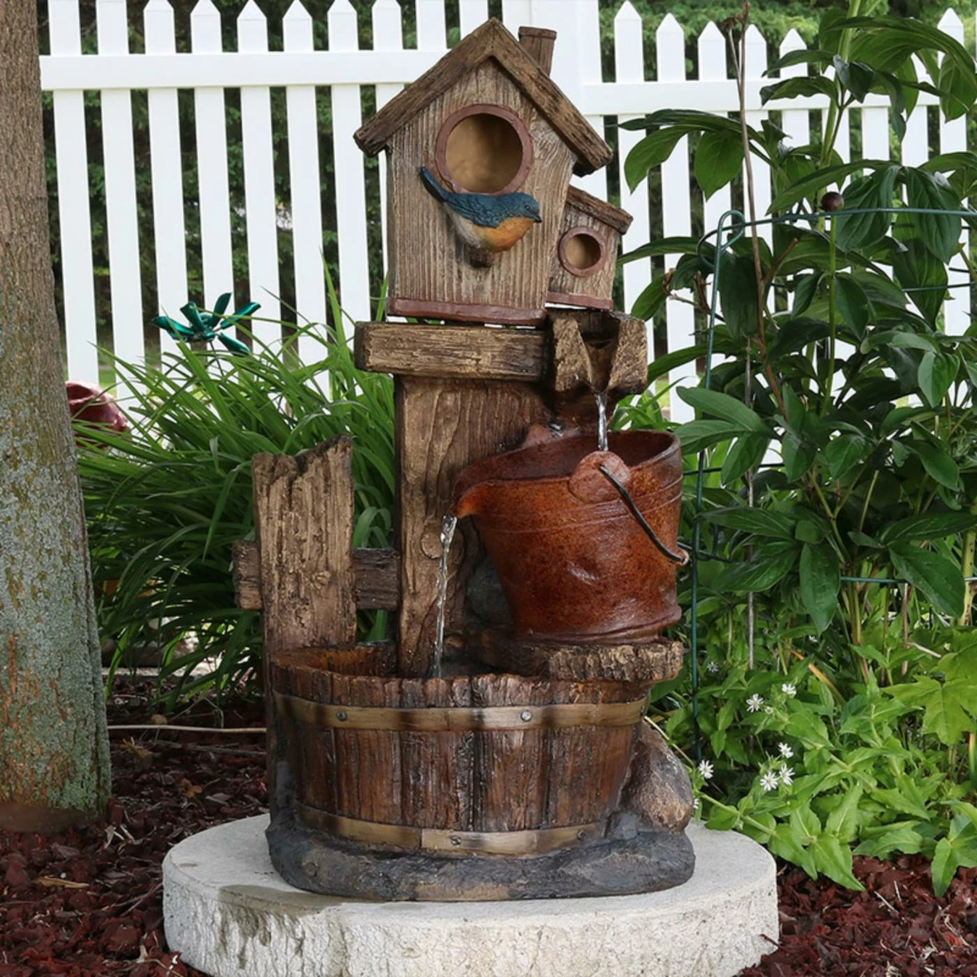 Outlet β Floor Sunnydaze Decor Bluebird House And Buckets Outdoor Garden Water Fountain π