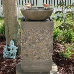 Deals ✨ Lighted Sunnydaze Decor Three Bathing Birds Outdoor Birdbath Water Fountain 🤩