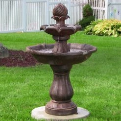 New π Floor Sunnydaze Decor 2-Tier Solar Powered Outdoor Fountain β