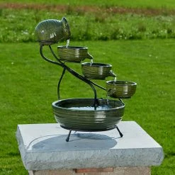 Hot Sale 🔥 Smart Solar Green Bamboo Finish Solar Cascade Outdoor Fountain 😍