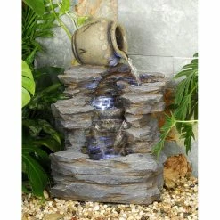Hot Sale 😉 Lighted Design Toscano Spilling Jug Cascading Garden Outdoor Fountain 🎁