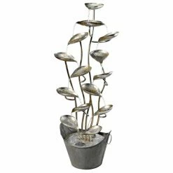 New 😉 Lighted Design Toscano Rain Forest Leaves Cascading Metal Fountain 🎉