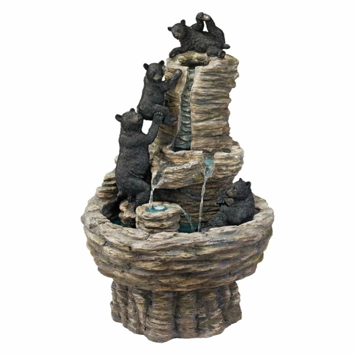 Cheapest 𧨠Floor Design Toscano Rocky Mountain Splash Black Bears Garden Outdoor Fountain β€οΈ