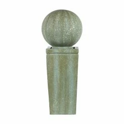 New ❤️ Floor LuxenHome Stone And Patina Sphere On Pillar Outdoor Fountain 🎁