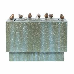 Outlet 👍 Floor LuxenHome Rectangular Outdoor Fountain With LED Lights And Bronze Birds 🛒