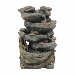 Deals ❤️ Floor LuxenHome Cascading Rock Outdoor Fountain 🤩