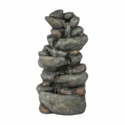 Best reviews of 🎁 Floor LuxenHome 33.5H In. Cascading Rock Outdoor Fountain 🌟